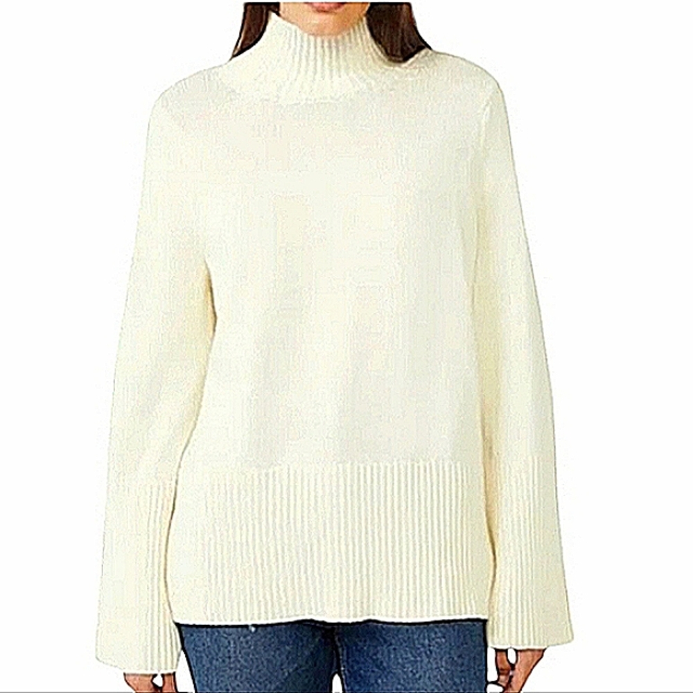 Free Assembly 100% Cotton Funnel Neck Sweater Tunic Sz Med Vanilla Like New